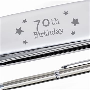 70th Birthday Engraved Pen Case and Ballpoint