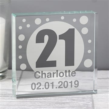 Personalised 21 Glass Block