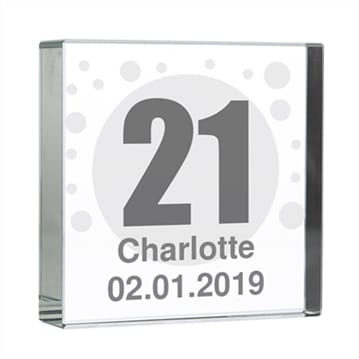 Personalised 21 Glass Block