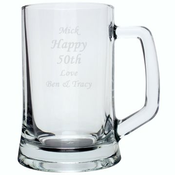 50th Birthday Personalised Glass Tankard