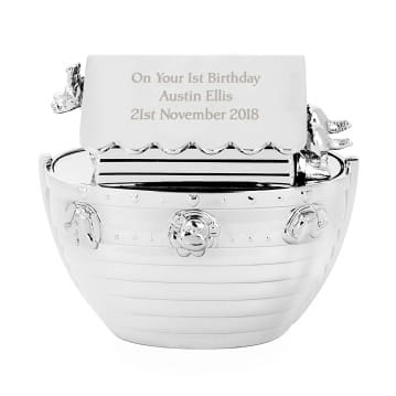 Personalised Silver Plated Noah's Ark Money Box