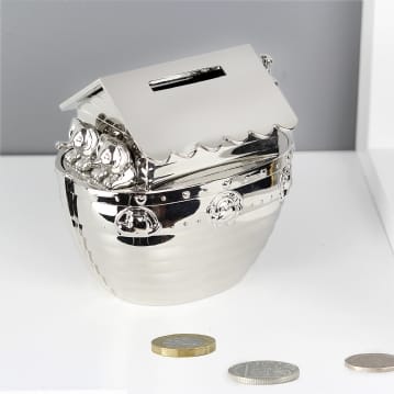 Personalised Silver Plated Noah's Ark Money Box