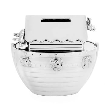Personalised Silver Plated Noah's Ark Money Box