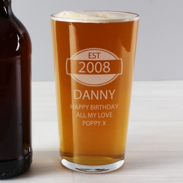 personalised 18th birthday glass