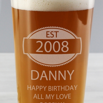 personalised 18th birthday glass