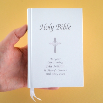 Personalised bible sales christening gift