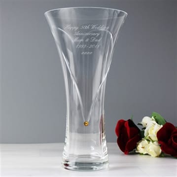 personalised golden anniversary heart design vase