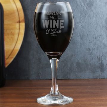 personalised wine oclock engraved glass