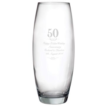 Personalised Golden Wedding Anniversary Vase