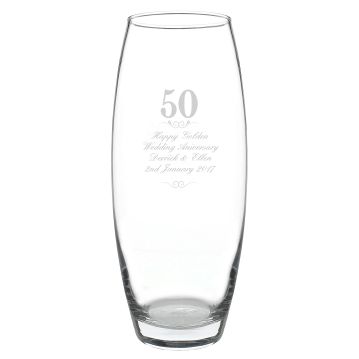Personalised Golden Wedding Anniversary Vase