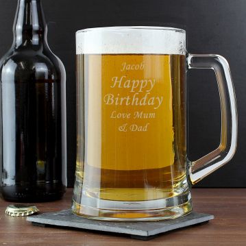 50th Birthday Personalised Glass Tankard