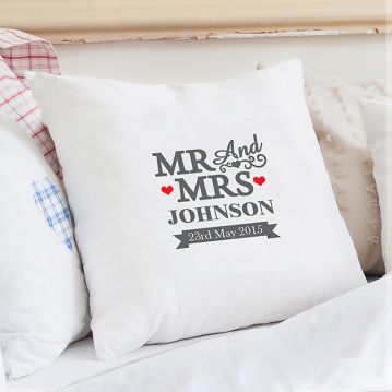 Personalised Mr & Mrs Cushion Cover