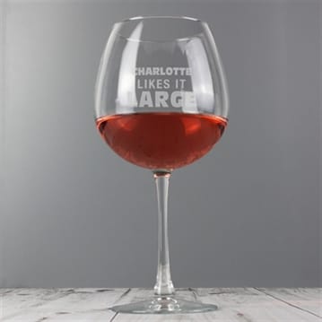 Personalised Likes It Large Bottle Of Wine Glass