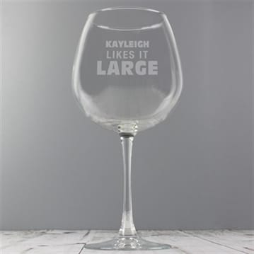 Personalised Likes It Large Bottle Of Wine Glass