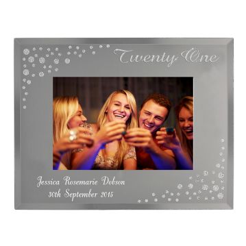 Personalised 21st Birthday Glass Diamante Photo Frame