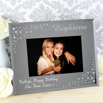 Personalised 18th Birthday Diamante Glass Photo Frame