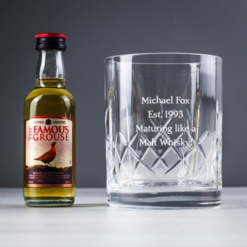 Personalised Crystal Whisky Whiskey Tumbler in silk giftbox cr2 