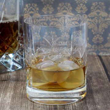 Personalised Crystal Whisky Tumbler- 50th Birthday Gift For Him