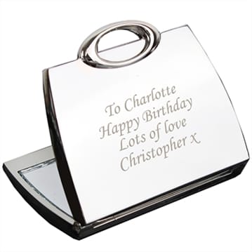 Personalised Silver Handbag Compact Mirror