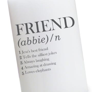 Personalised Dictionary Definition Friend Candle