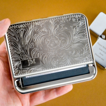 Personalised Tobacco Tin And Silver Lighter Set