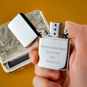 Personalised Tobacco Tin Silver Lighter Set Find Me A Gift