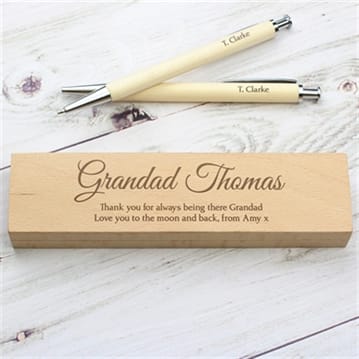 Personalised Wooden Pen and Pencil Box Set