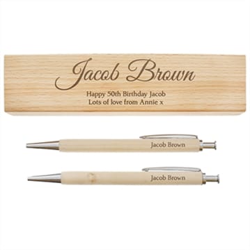 Personalised Wooden Pen and Pencil Box Set