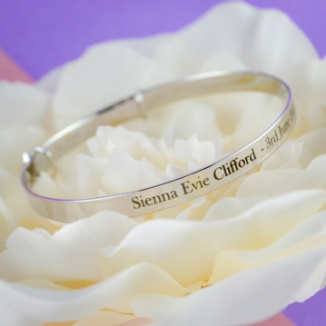 Personalised Child's Silver Expanding Bracelet with Diamante Star