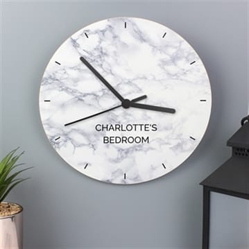 Personalised Marble Effect Wooden Clock