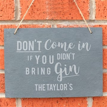 Personalised Gin or Prosecco Hanging Slate Sign