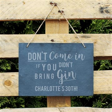 Personalised Gin or Prosecco Hanging Slate Sign