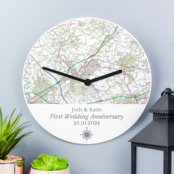 Personalised Wooden Map Clock
