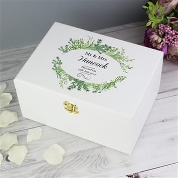 Personalised Botanical White Keepsake Box