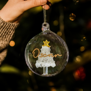Personalised Glass Glitter Xmas Tree Bauble