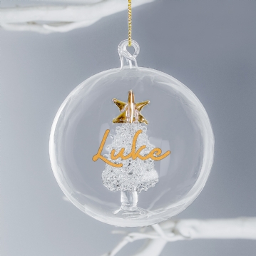 Personalised Glass Glitter Xmas Tree Bauble