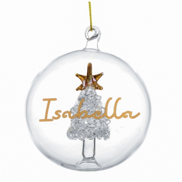 Personalised Glass Glitter Xmas Tree Bauble