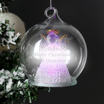 Personalised Christmas Message LED Angel Bauble