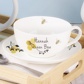 Bees Personalised Teacup & Saucer