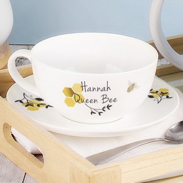 Bees Personalised Teacup & Saucer