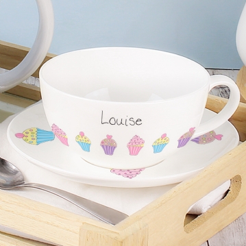 Cupcakes Personalised Teacup & Saucer