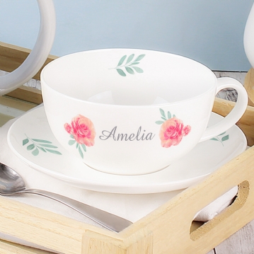 Vintage Rose Personalised Teacup & Saucer