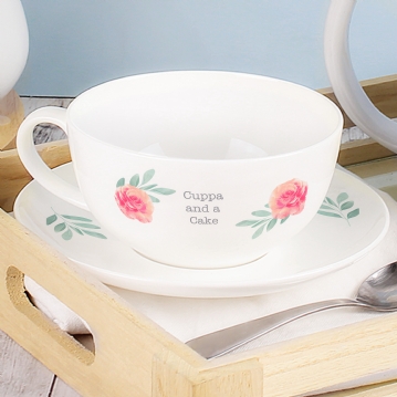 Vintage Rose Personalised Teacup & Saucer