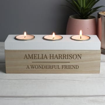 Personalised Classic Triple Tea Light Box