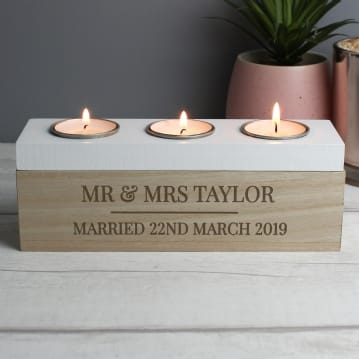 Personalised Classic Triple Tea Light Box