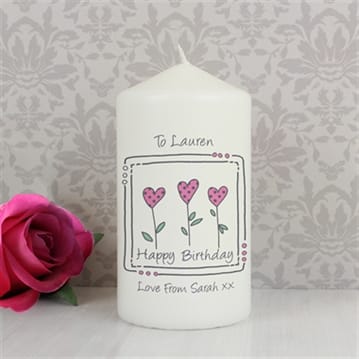 Personalised 3 Hearts Message Candle