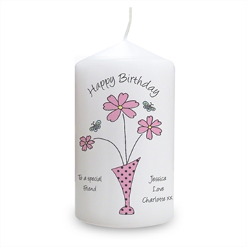 Personalised Flowers & Vase Candle