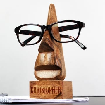 Personalised Wooden Glasses Nose-Shaped Holder