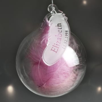 Personalised Glass Feather Bauble 