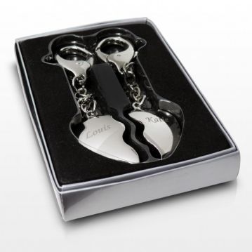 Personalised Pair of Heart Keyrings